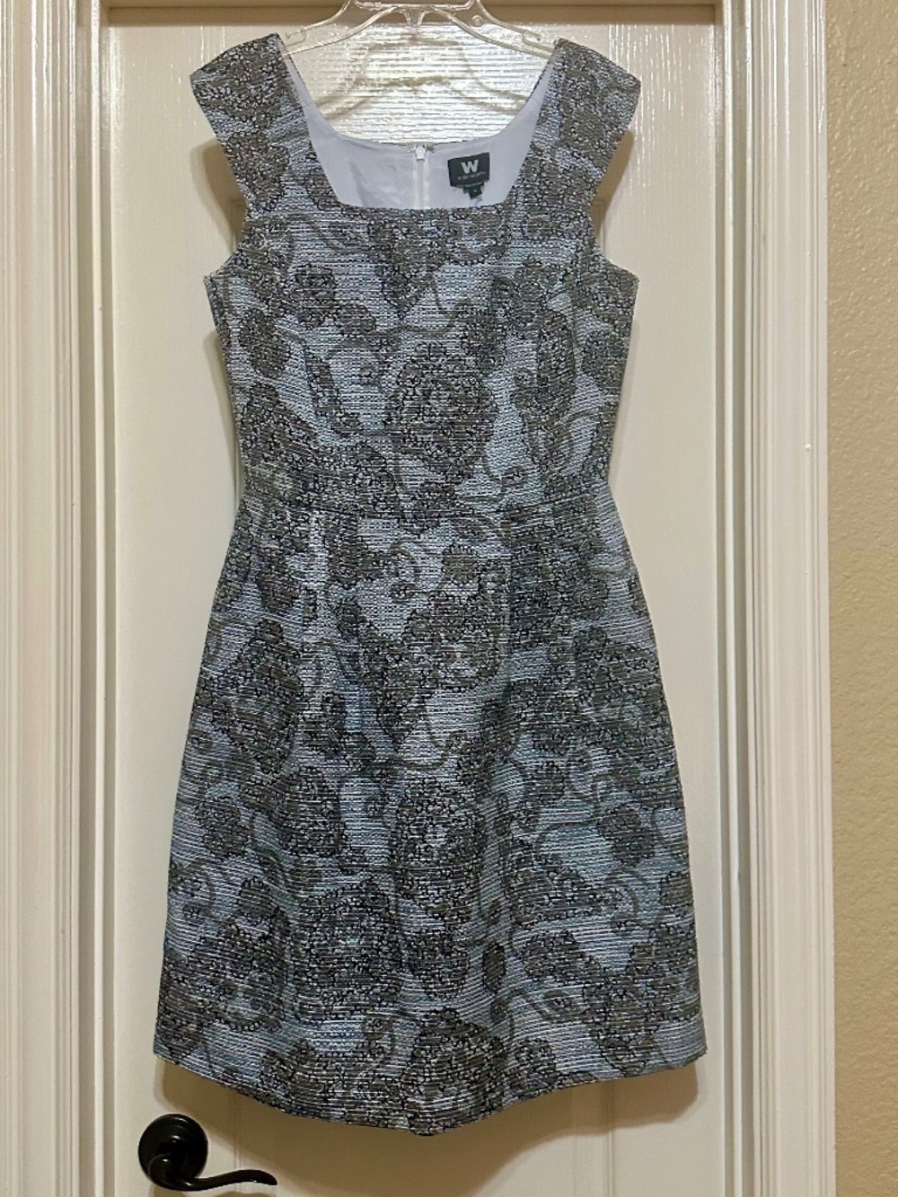W by Worth Tweed Dress Blue Cream Brown